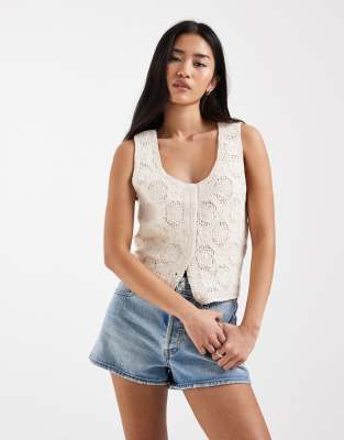 ONLY crochet vest in ecru