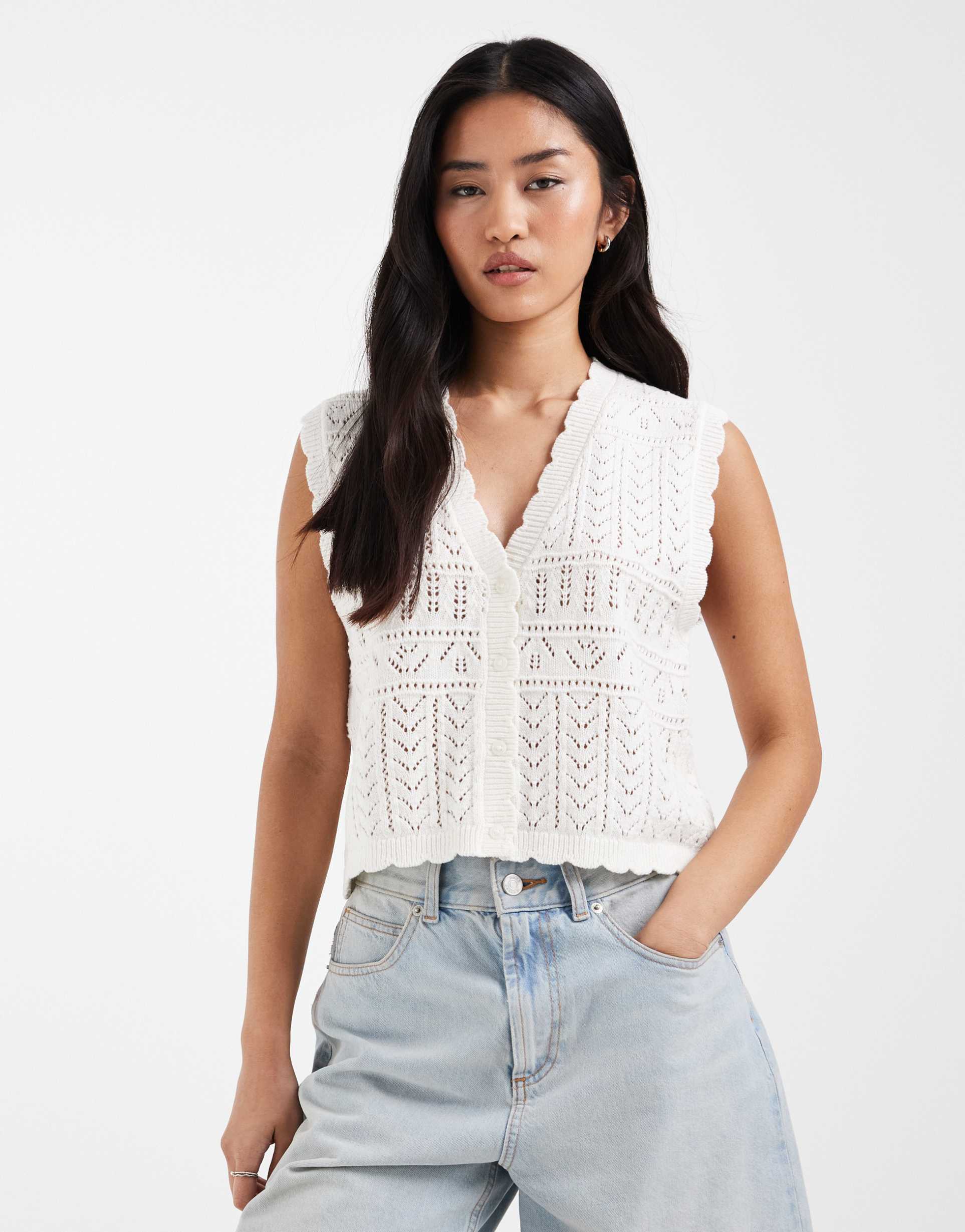 only crochet vest in white