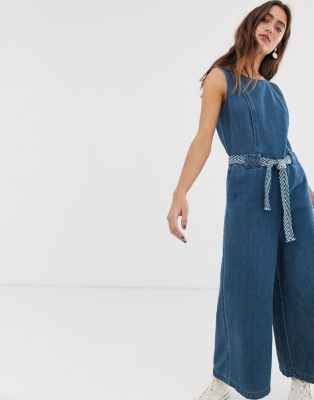 cropped denim jumpsuit