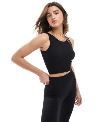 Only - Crop top d'ensemble sans coutures - Noir