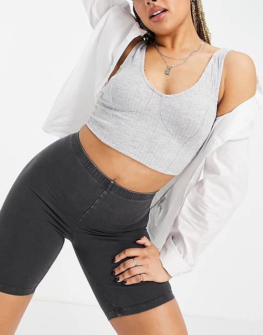 Only crop top with seam detail in grey