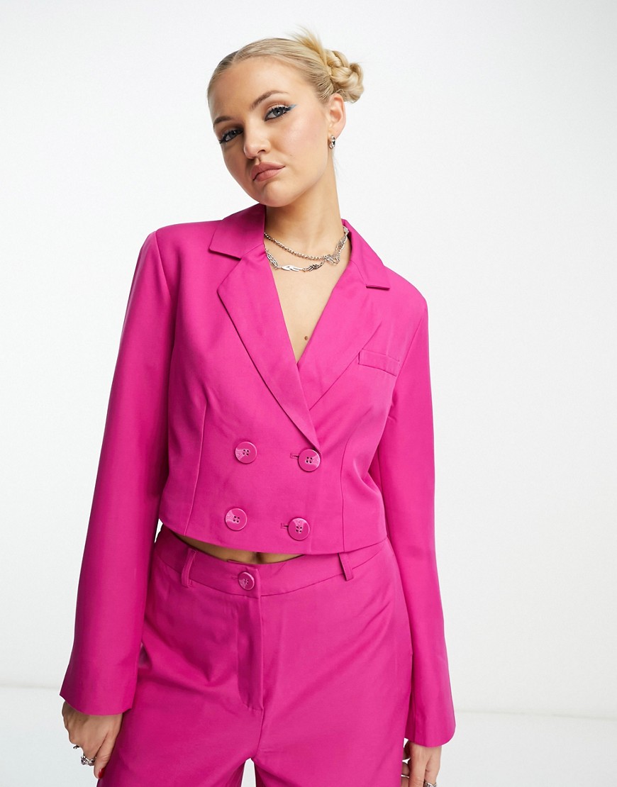 Only cropped blazer co-ord in pink