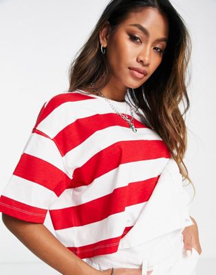 Only cropped boxy t-shirt in red stripe - ASOS Price Checker