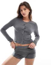ASOS DESIGN stripe boxy rugby polo top in olive - part of a set