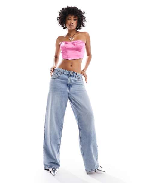 Only cropped corset top in bright pink - view 1