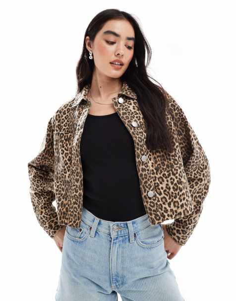 ONLY - Cropped denim jack in luipaardprint - view 1