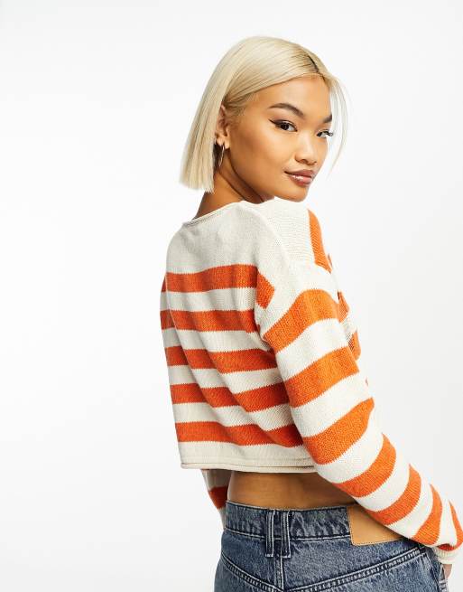 Cropped on sale striped sweater