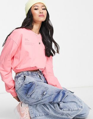 Only cropped elasticated sweatshirt in pink
