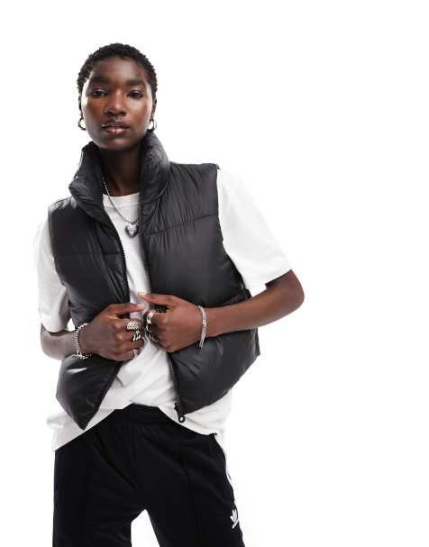 ONLY cropped high neck gilet in black - view 1
