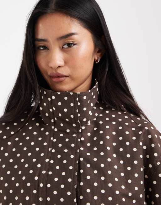 ONLY - Cropped jack met rits in bruin met stippen, 4 van 4