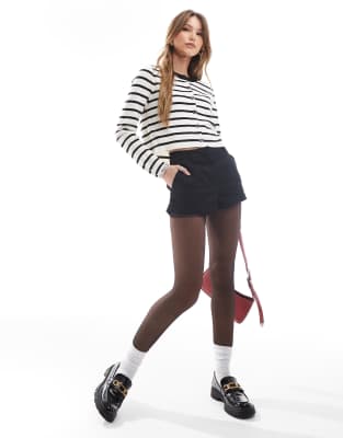 Only Cropped Knitted Cardigan In Black