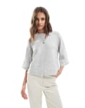 [ONLY] ONLY cropped knitted t-shirt in light grey 6 Light Grey Melange