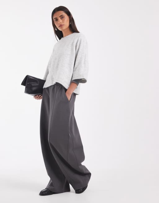 ONLY cropped knitted t-shirt in light grey, 2 of 4