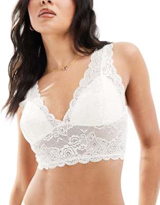 Only Cropped Lace Bralet In White