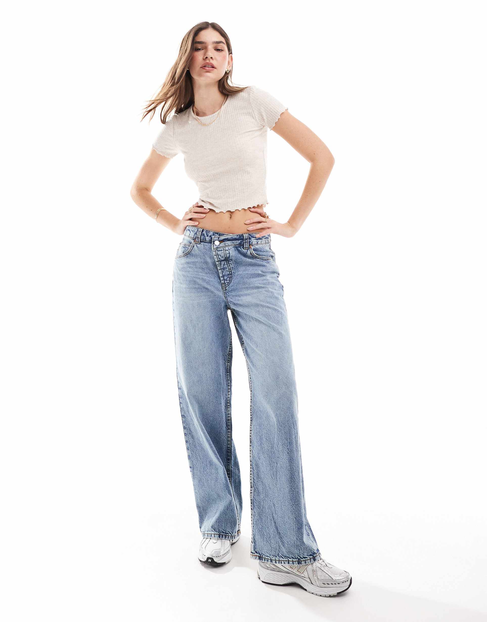 only cropped lettuce edge t-shirt in stone