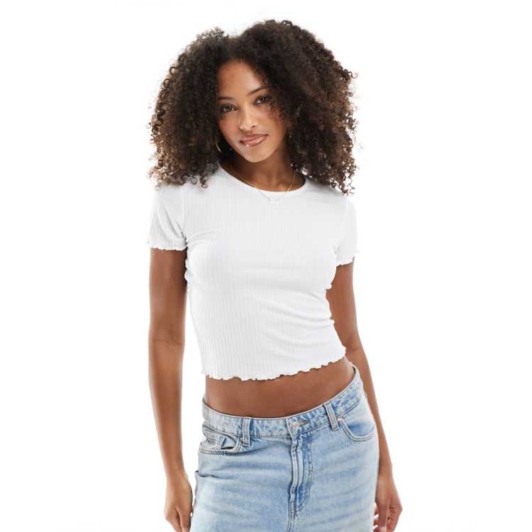 Only cropped lettuce edge t-shirt in white | ASOS