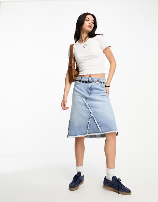 ONLY cropped lettuce edge t-shirt in white , 4 of 4
