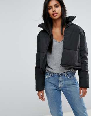 crop puffer jacket with hood