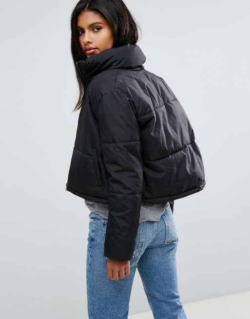 Cropped puffer jacket - Black - Ladies