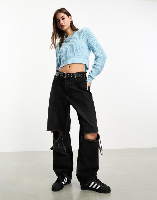 Cropped light hot sale blue sweater