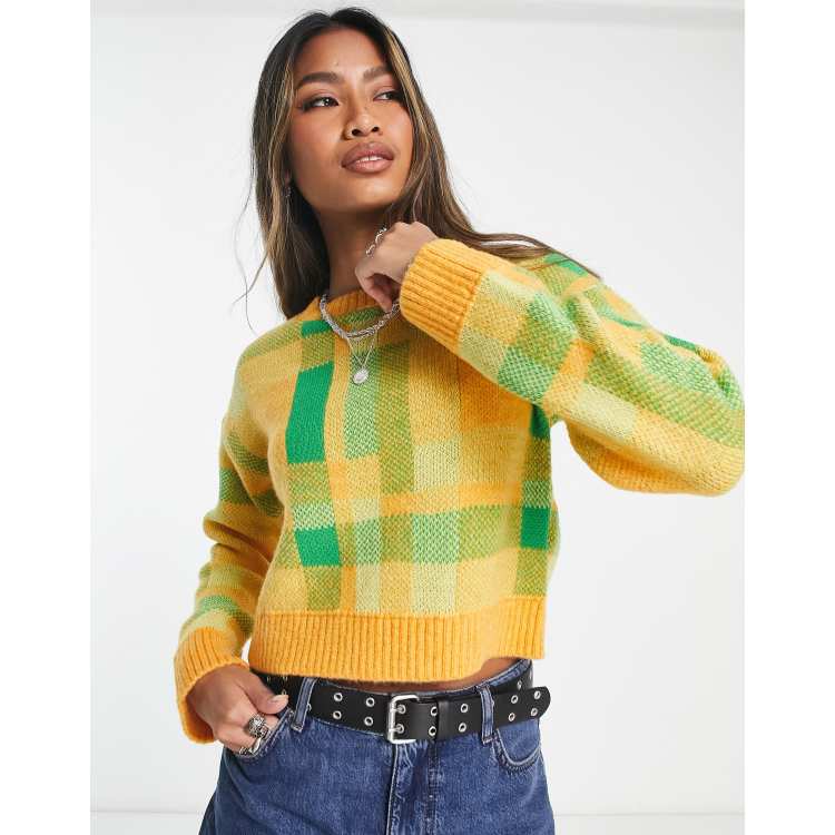 Yellow checkered hot sale sweater