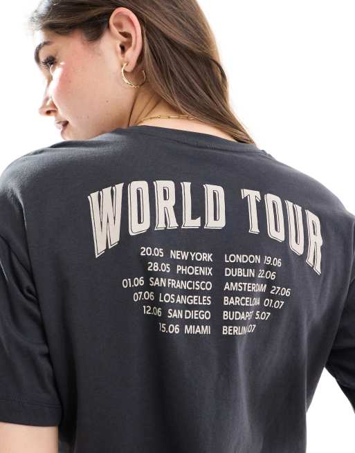 ONLY - Cropped T-shirt med 'Wild'-print i vasket grå i firkantet pasform , 2 af 4