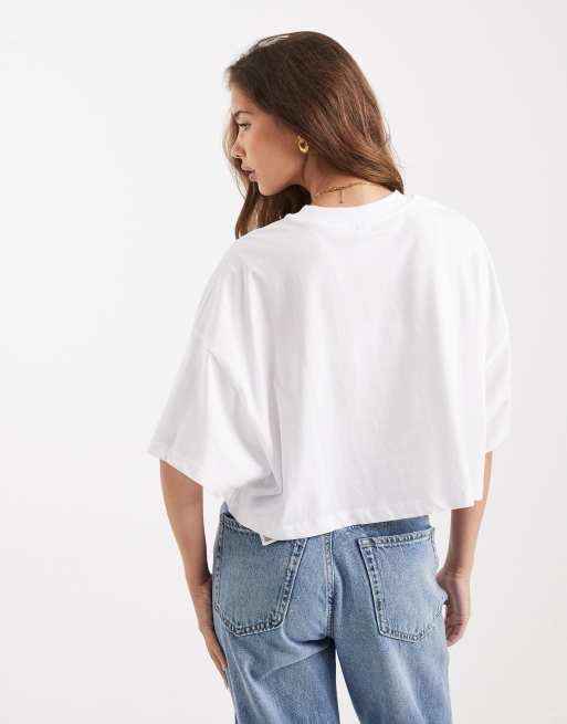 ONLY - Cropped T-shirt met luipaard-print in wit, 3 van 4