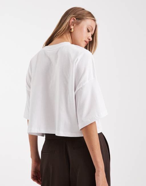 Only - Cropped T-shirt met sinaasappelprint in wit, 4 van 4