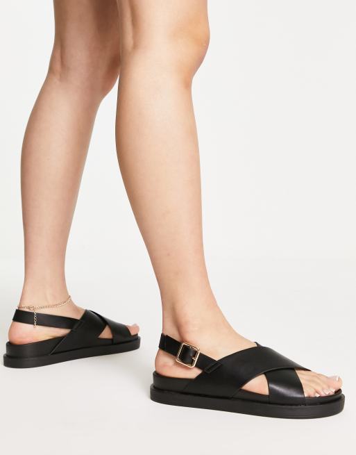 Only cross front sandals in black