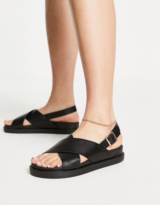 Only cross front sandals in black