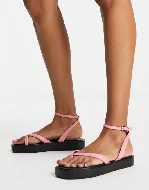 Only cross front sandals in bright pink 