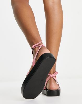 Only Cross Front Sandals In Pink