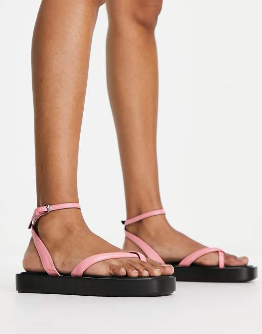 Only cross front sandals in bright pink ASOS