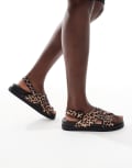 [ONLY] ONLY crossover sandals in leo print-Brown 37 SAND DETAIL:LEO