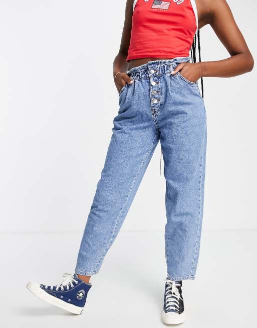 Only - Cuba - Lyseblå løstsiddende jeans med paperpag-talje, 2 af 4