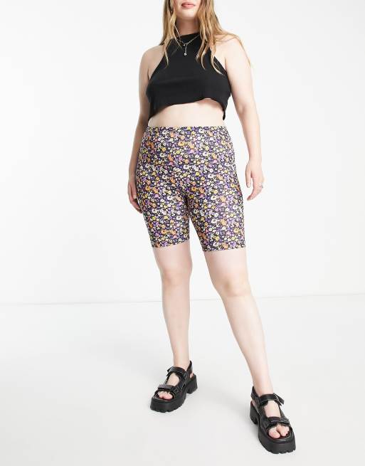 Only Curve 2 pack legging shorts in leopard and floral, 3 of 4