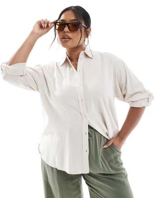 Only Curve ONLY Curve oversized shirt in cream-White