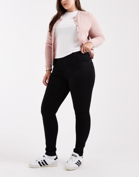 ONLY Curve Augusta high waisted skinny jeans in black 
