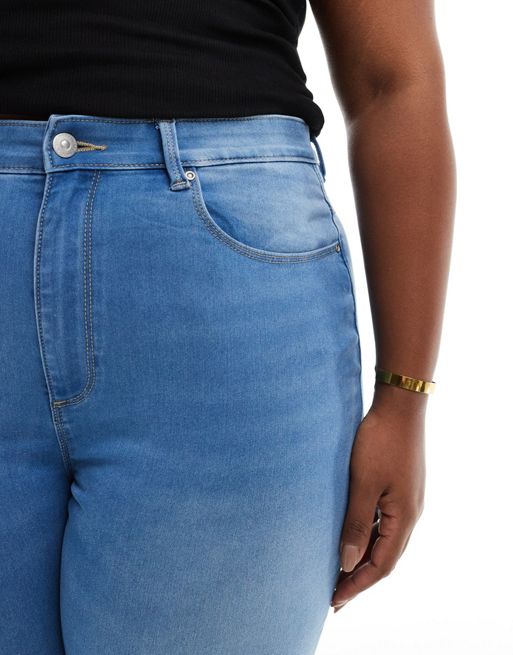 ONLY Curve Augusta high rise skinny jeans in light blue wash | ASOS