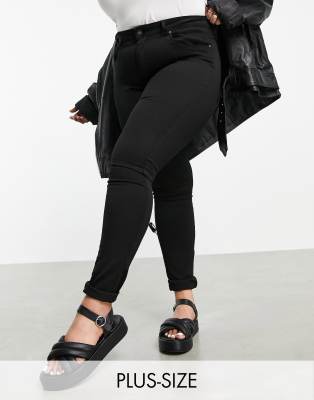Only Curve Augusta High Waist Skinny Jeans In Black