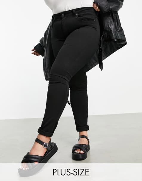 Only Curve Augusta high-waisted skinny jean in black - view 1