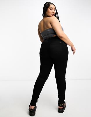 Only Curve Augusta High Waisted Skinny Jeans In Black