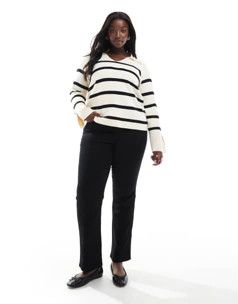 ONLY Curve – Augusta – Jeans in Schwarz mit hohem Bund und geradem Schnitt - view 1