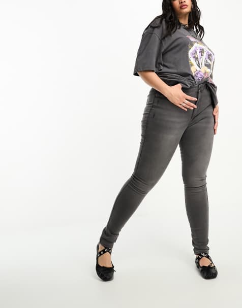 ONLY Curve Augusta skinny jeans in grey 