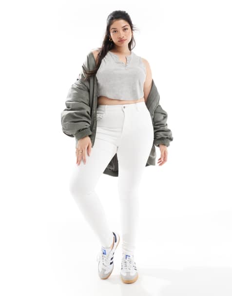 ONLY Curve Augusta skinny jeans in white - view 1