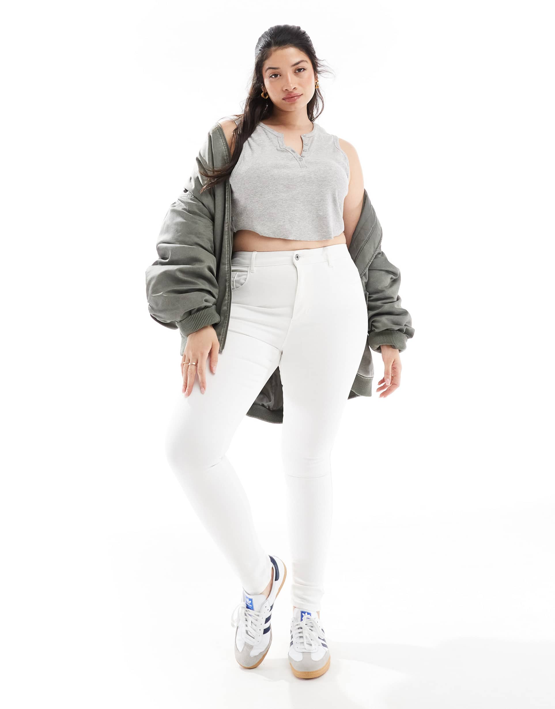 only curve augusta skinny jeans in white