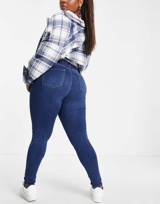 Only Curve - Augusta - Skinny jeans met hoge taille in donkerblauw, 2 van 4