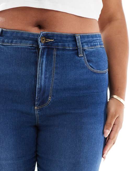 Only Curve - Augusta - Skinny jeans met hoge taille in middenblauwe wassing  , 2 van 5
