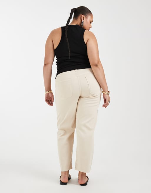 ONLY Curve barrel leg jeans in ecru, 2 of 5