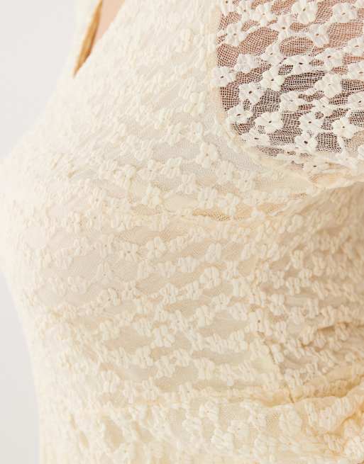 ONLY Curve – Beige blus i spets, del av set, 3 av 4